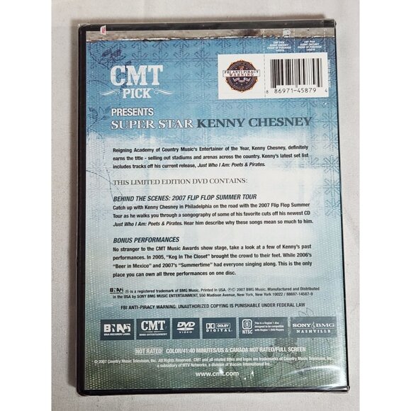Kenny Chesney "CMT Pick" DVD Limited Edition 2007 Flip Flop Summer Tour Bonus Pe - Picture 2 of 2